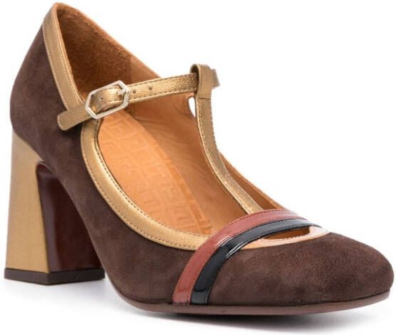 Chie Mihara Odaina 85mm suede Mary Jane pumps Brown