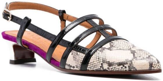 Chie Mihara snakeskin-print caged mules Neutrals