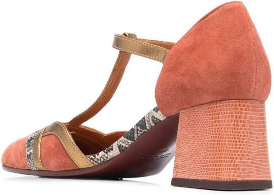Chie Mihara T-bar block-heel pumps Orange