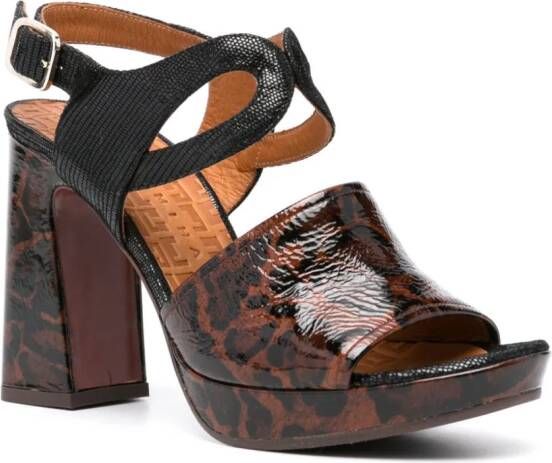 Chie Mihara Ute 90mm leopard-print sandals Brown