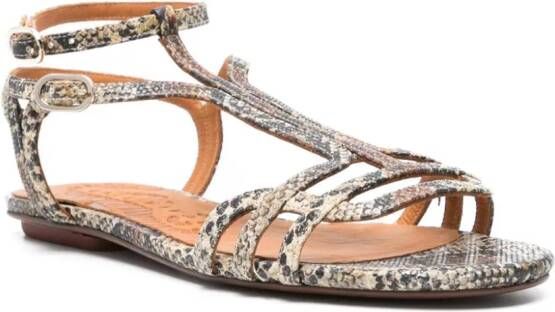Chie Mihara Yael snake-print leather sandals Neutrals