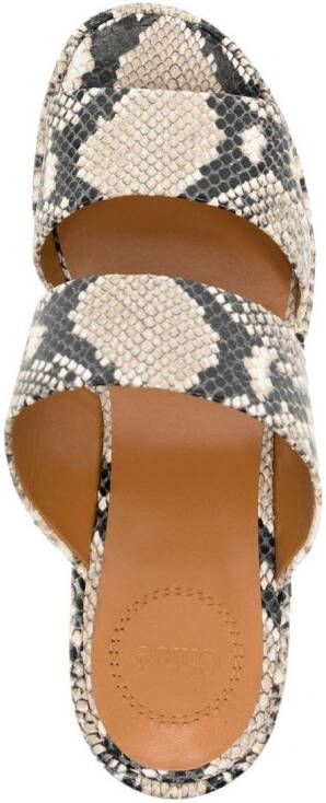 Chloé 110mm leather snakeskin sandals Brown