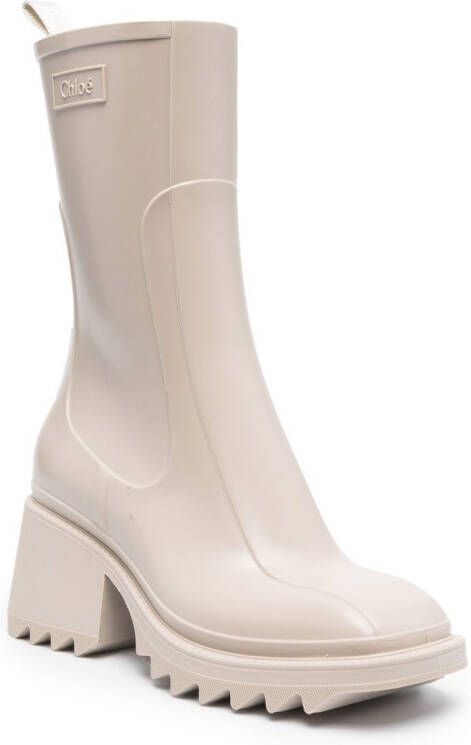 Chloé 70mm debossed-logo chunky boots Neutrals