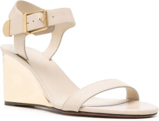Chloé 70mm Rebecca leather wedge sandals Neutrals