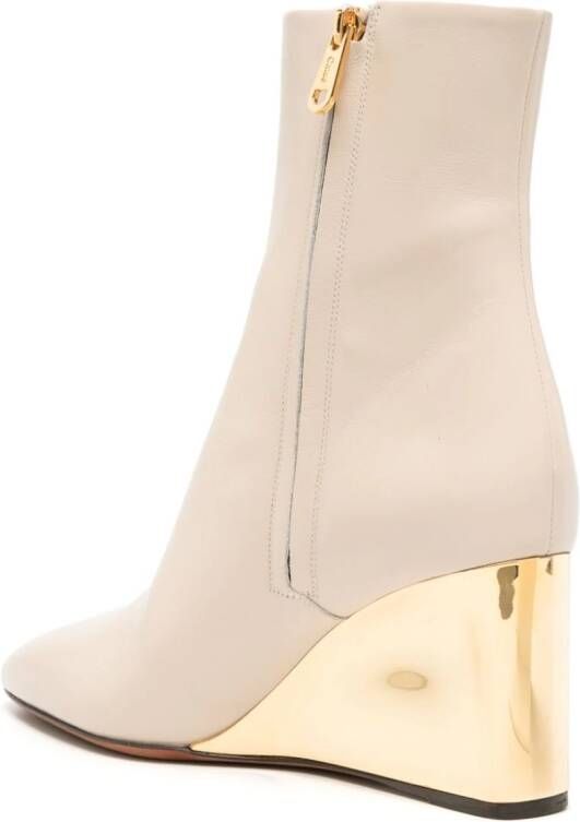 Chloé 80mm Rebecca leather wedge boots Neutrals