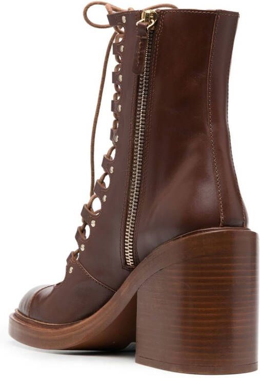 Chloé ankle lace-up fastening boots Brown