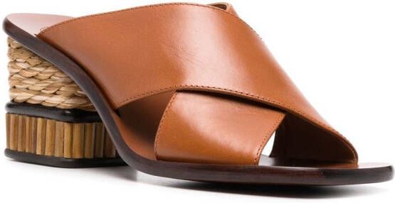 Chloé crossover-straps leather mules Brown