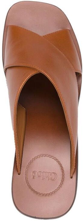 Chloé crossover-straps leather mules Brown