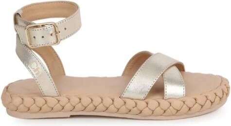 Chloé Kids braided-sole leather sandals Gold