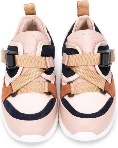 Chloé Kids buckle fastening low-top sneakers Pink