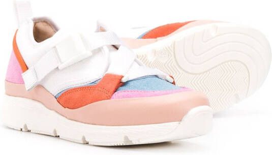 Chloé Kids contrast-panel cross-strap trainers White