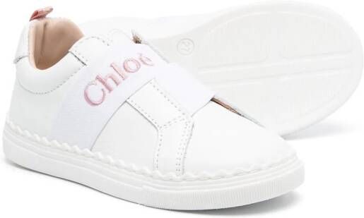 Chloé Kids cross-strap low-top sneakers White