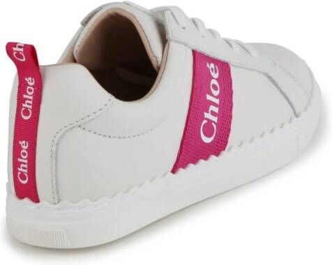 Chloé Kids logo-print leather sneakers White