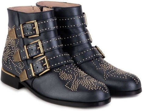Chloé Kids studded buckle-embellished boots Black