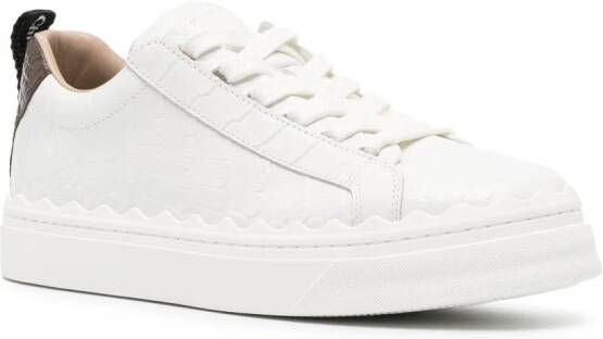 Chloé Lauren crocodile-embossed leather sneakers White
