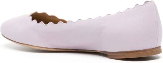 Chloé Lauren scallop-edge leather ballerina shoes Purple