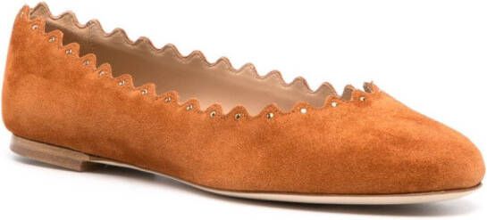 Chloé Lauren stud-detailed ballerina shoes Brown