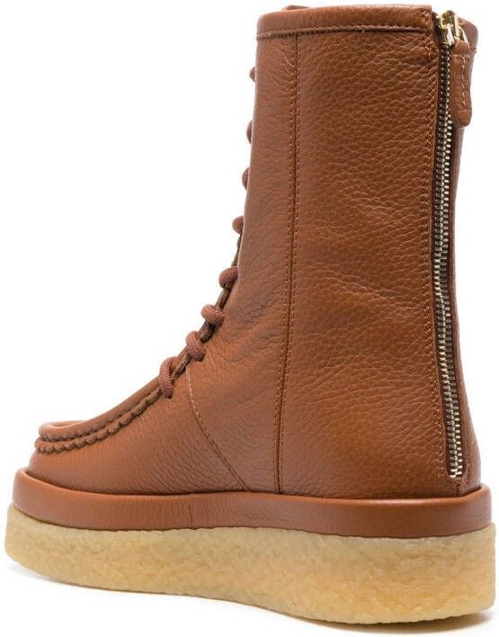 Chloé leather lace-up ankle boots Brown