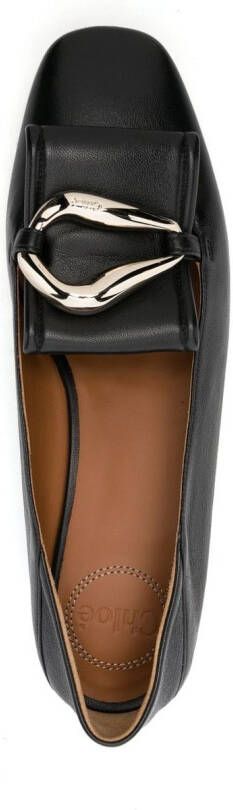 Chloé logo buckle leather loafers Black