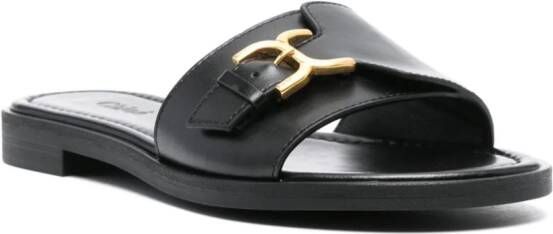Chloé logo-buckle leather sandals Black