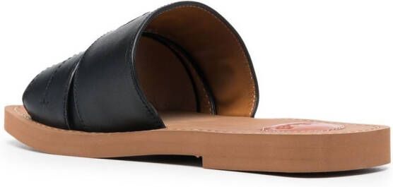 Chloé logo-embroidered leather sandals Black