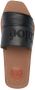Chloé logo-embroidered leather sandals Black - Thumbnail 4
