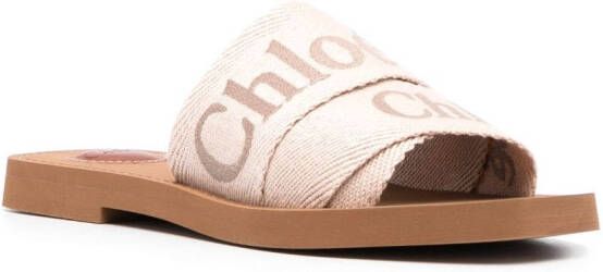 Chloé logo-embroidered slip-on sandals Neutrals