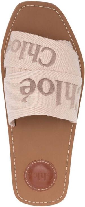 Chloé logo-embroidered slip-on sandals Neutrals