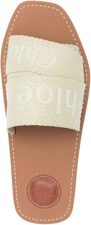 Chloé logo-print open-toe sandals 34H HAZY GREEN