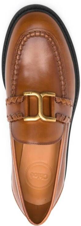 Chloé Marcie almond-toe leather loafers Brown