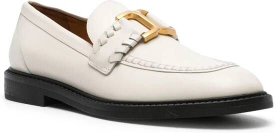 Chloé Marcie embellished leather loafers White