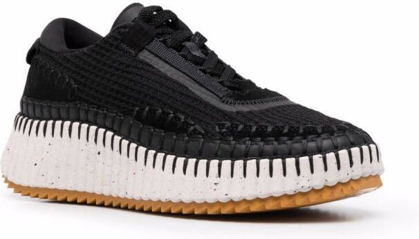 Chloé Nama hand-stitched mesh sneakers Black