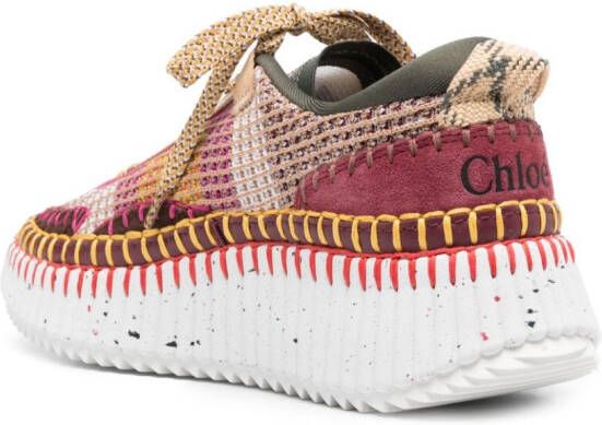 Chloé Nama splattered-sole patchwork sneakers Brown