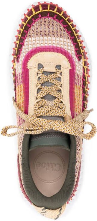 Chloé Nama splattered-sole patchwork sneakers Brown