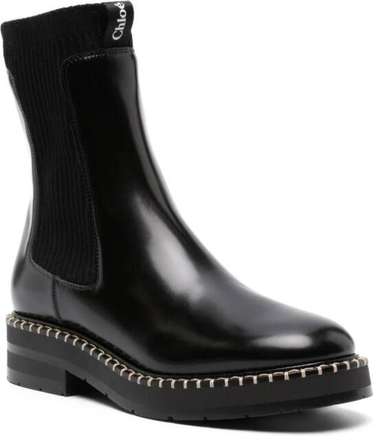 Chloé Noua decorative-stitch leather boots Black