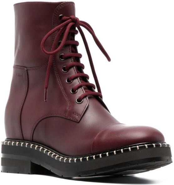 Chloé Noua lace-up leather boots Red