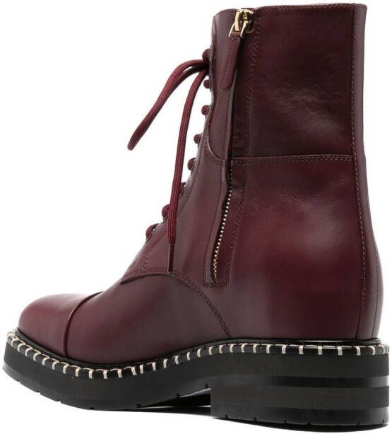 Chloé Noua lace-up leather boots Red