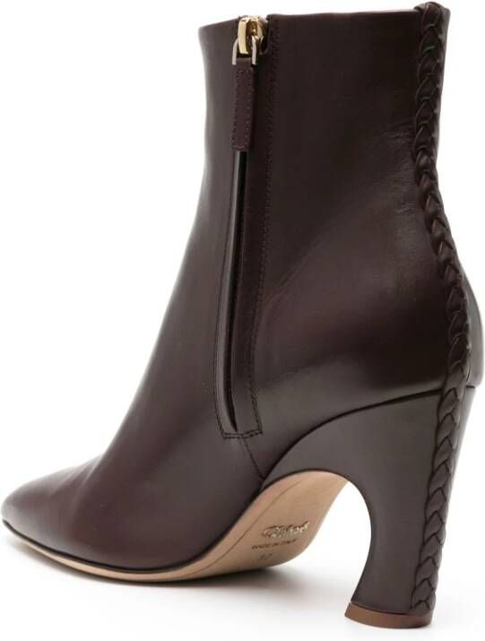 Chloé Oli 80mm leather boots Brown