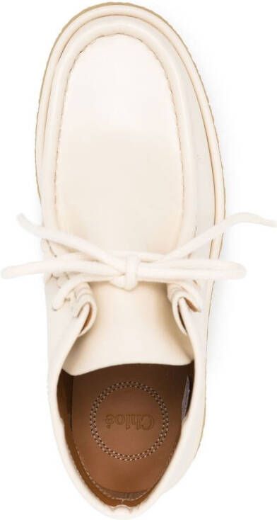 Chloé scallop-trim leather ankle boots Neutrals