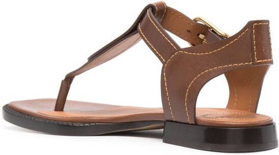Chloé tonal-stitch leather sandals Brown