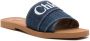 Chloé Woody denim flat sandals Blue - Thumbnail 2