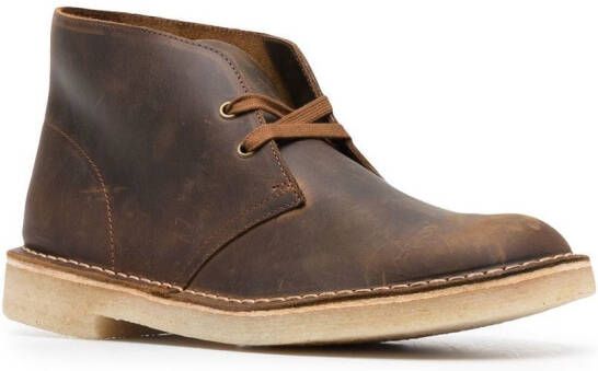 Clarks Originals Beeswax-coated leather ankle boots Brown