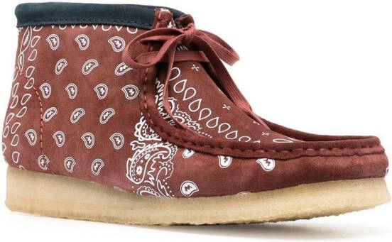 Clarks Originals paisley-print lace-up boots Brown
