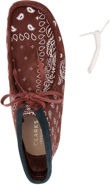 Clarks Originals paisley-print lace-up boots Brown