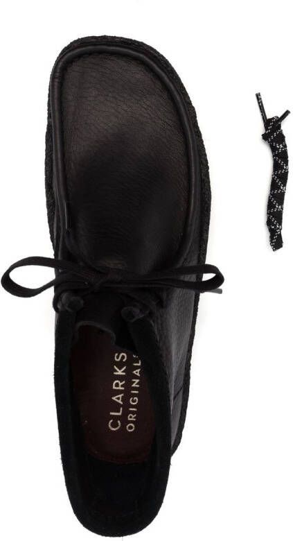 Clarks Originals pebbled-leather square-toe boots Black