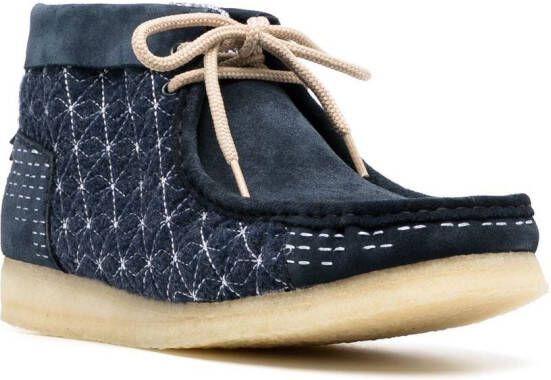 Clarks Originals stitched-detail lace-up boots Blue