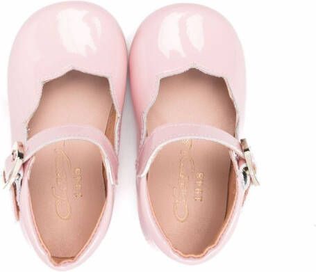 CLARYS buckle-fastening leather ballerinas Pink