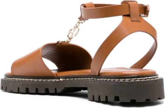 Claudie Pierlot logo-charm leather sandals Brown