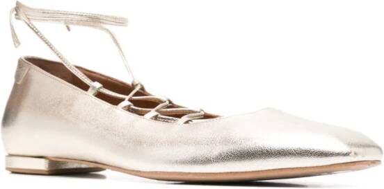 Claudie Pierlot metallic leather ballerina shoes Gold