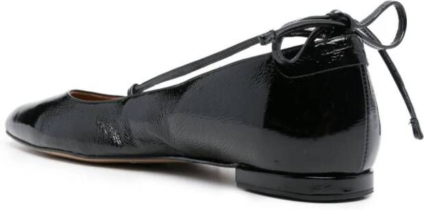 Claudie Pierlot square-toe leather ballerina shoes Black